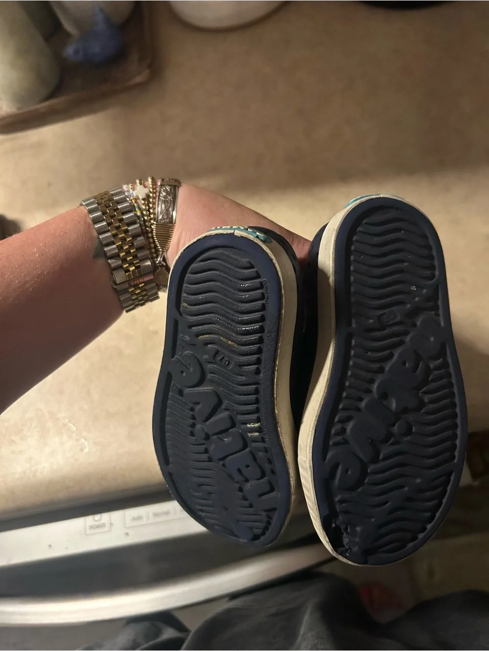 Native Kids Navy Slip-On Water Shoes with White Toe